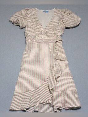 Draper James RSVP Puff-Sleeve Wrap Dress, Size L